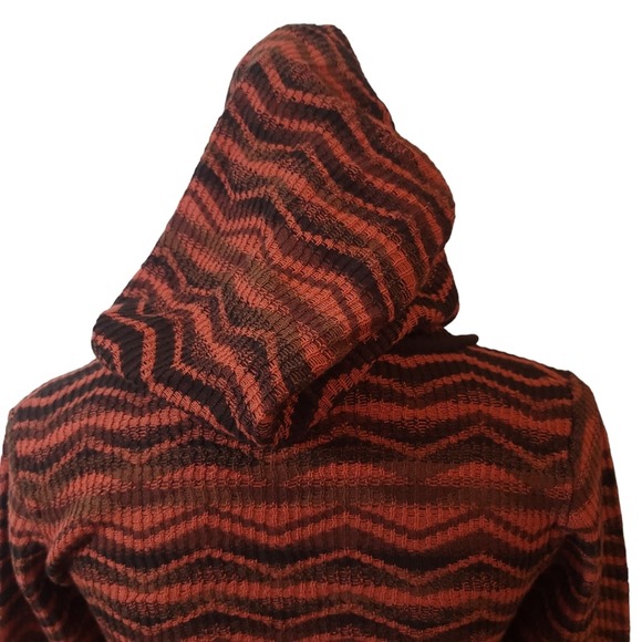 Prana “Meryl” Chevron Orange and Brown Hooded Sweater Dress Size Small - Picture 3 of 6